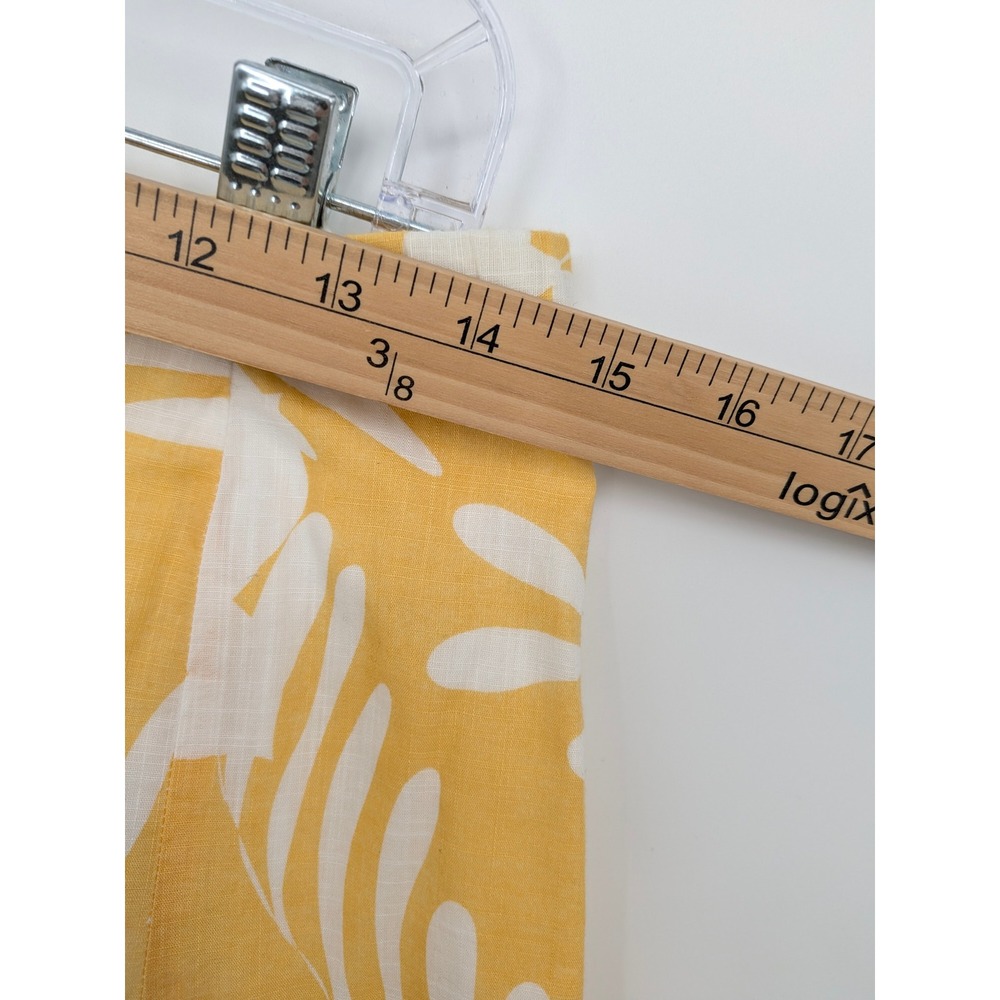 Chicos Midi Skirt Womens Medium Yellow Floral Tropical Cotton Ruffle Vacation - Picture 6 of 8